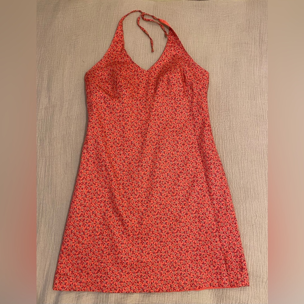 J. Crew pink Cotton Floral Halter Neck Dress. Size 4